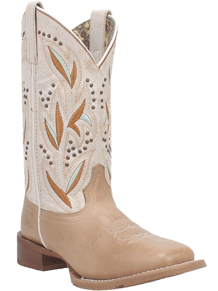 Laredo 5603 Womens LYDIA Square Toe Western Boots Tan Sand front and side view. If you need any assistance with this item or the purchase of this item please call us at five six one seven four eight eight eight zero one Monday through Saturday 10:00a.m EST to 8:00 p.m EST