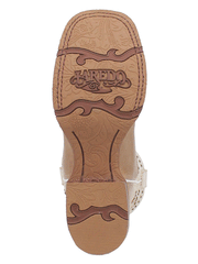 Laredo 5603 Womens LYDIA Square Toe Western Boots Tan Sand sole view. If you need any assistance with this item or the purchase of this item please call us at five six one seven four eight eight eight zero one Monday through Saturday 10:00a.m EST to 8:00 p.m EST