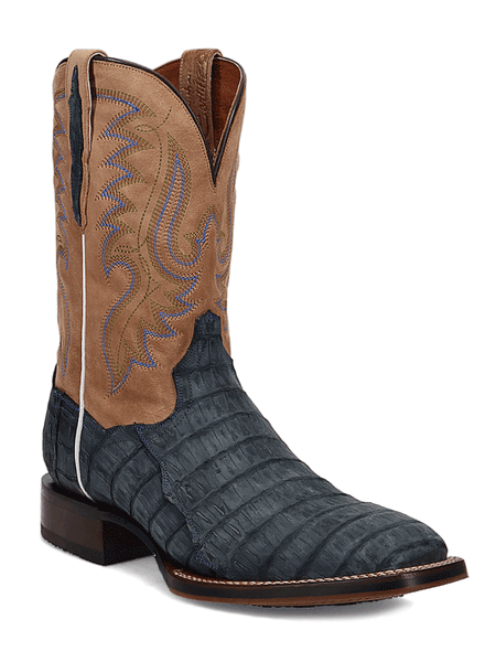 Dan Post DP5014 Mens LEON Caiman Square Toe Boot Denim Blue front and side view. If you need any assistance with this item or the purchase of this item please call us at five six one seven four eight eight eight zero one Monday through Saturday 10:00a.m EST to 8:00 p.m EST