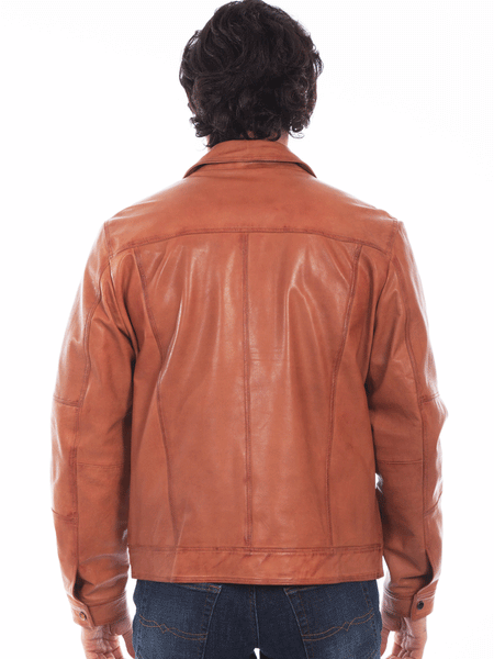 Scully 1032-10 Mens Vintage Leather Jacket Cognac back view. If you need any assistance with this item or the purchase of this item please call us at five six one seven four eight eight eight zero one Monday through Saturday 10:00a.m EST to 8:00 p.m EST