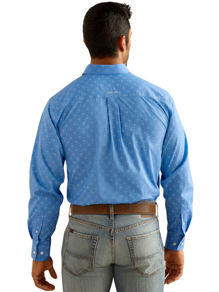 Ariat 10048364 Mens Wrinkle Free Russel Fitted Shirt Regatta back view. If you need any assistance with this item or the purchase of this item please call us at five six one seven four eight eight eight zero one Monday through Saturday 10:00a.m EST to 8:00 p.m EST