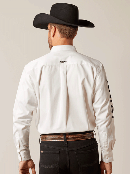 Ariat 10046825 Mens Team Logo Twill Classic Fit Shirt White back view. If you need any assistance with this item or the purchase of this item please call us at five six one seven four eight eight eight zero one Monday through Saturday 10:00a.m EST to 8:00 p.m EST