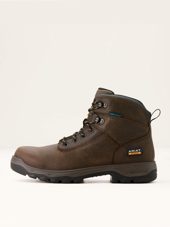 Ariat 10054293 Mens Turbo Duratread Waterproof Work Boot Dark Brown side view. If you need any assistance with this item or the purchase of this item please call us at five six one seven four eight eight eight zero one Monday through Saturday 10:00a.m EST to 8:00 p.m EST