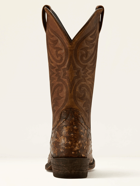 Ariat 10058161 Mens Vesper Full Quill Ostrich Cowboy Boot Tan Brown  back view. If you need any assistance with this item or the purchase of this item please call us at five six one seven four eight eight eight zero one Monday through Saturday 10:00a.m EST to 8:00 p.m EST