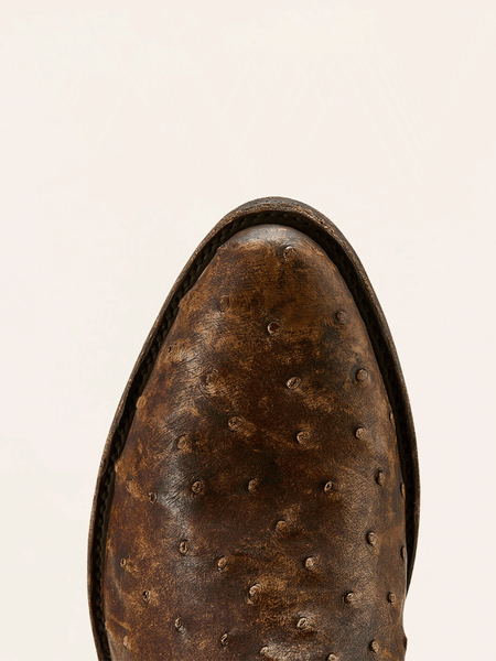 Ariat 10058161 Mens Vesper Full Quill Ostrich Cowboy Boot Tan Brown toe view. If you need any assistance with this item or the purchase of this item please call us at five six one seven four eight eight eight zero one Monday through Saturday 10:00a.m EST to 8:00 p.m EST