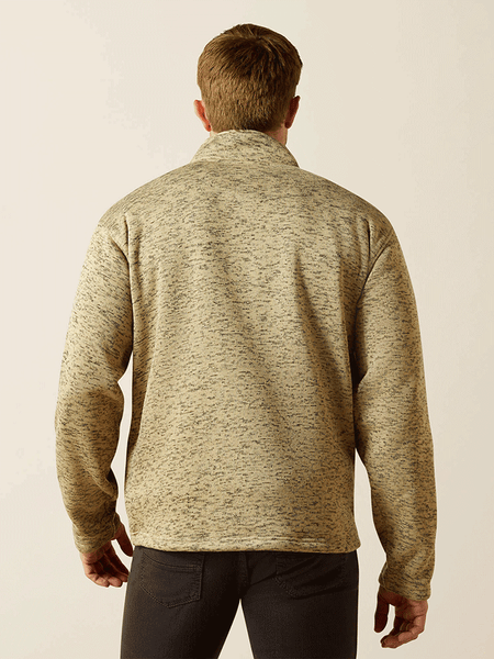 Ariat 10062481 Mens Caldwell 1/4 Button Sweater Beige back view. If you need any assistance with this item or the purchase of this item please call us at five six one seven four eight eight eight zero one Monday through Saturday 10:00a.m EST to 8:00 p.m EST
