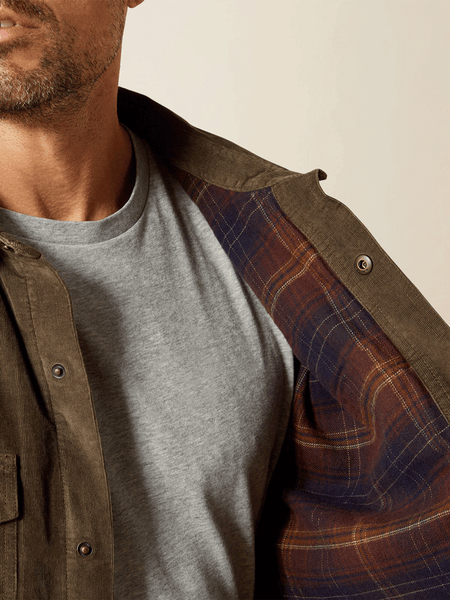 Ariat 10062519 Mens Retro Corduroy Shirt Jacket Dark Green inside view. If you need any assistance with this item or the purchase of this item please call us at five six one seven four eight eight eight zero one Monday through Saturday 10:00a.m EST to 8:00 p.m EST