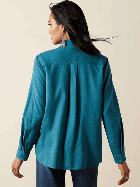 Ariat 10062675 Womens Billie Jean Shirt Dragonfly Dobby back view. If you need any assistance with this item or the purchase of this item please call us at five six one seven four eight eight eight zero one Monday through Saturday 10:00a.m EST to 8:00 p.m EST