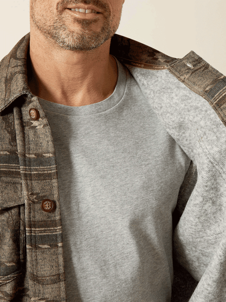 Ariat 10062681 Mens Caldwell Printed Shirt Jacket Beige inside view. If you need any assistance with this item or the purchase of this item please call us at five six one seven four eight eight eight zero one Monday through Saturday 10:00a.m EST to 8:00 p.m EST