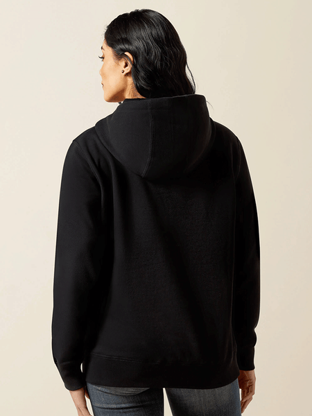 Ariat 10062734 Womens Booted Logo Hoodie Black back view. If you need any assistance with this item or the purchase of this item please call us at five six one seven four eight eight eight zero one Monday through Saturday 10:00a.m EST to 8:00 p.m EST