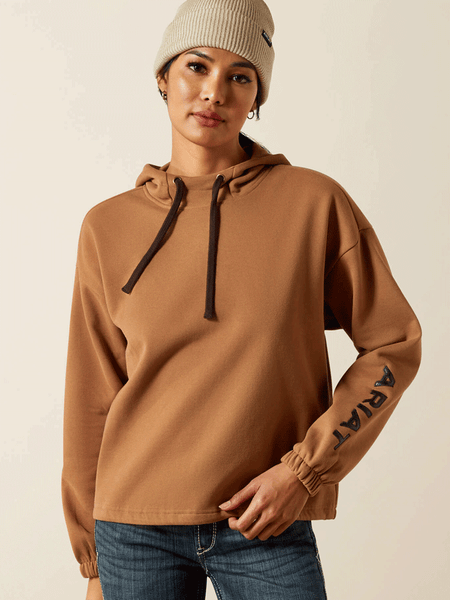 Ariat 10062735 Womens Essential Hoodie Toasted Coconut front view. If you need any assistance with this item or the purchase of this item please call us at five six one seven four eight eight eight zero one Monday through Saturday 10:00a.m EST to 8:00 p.m EST