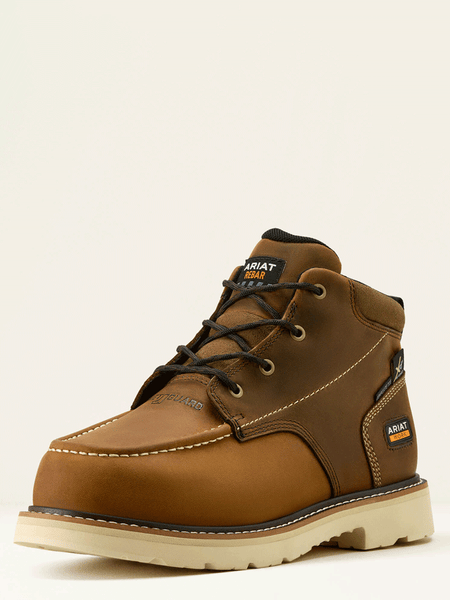 Ariat 10063850 Mens Rebar Lift Chukka MetGuard Composite Toe Work Boot Distressed Brown front and side view. If you need any assistance with this item or the purchase of this item please call us at five six one seven four eight eight eight zero one Monday through Saturday 10:00a.m EST to 8:00 p.m EST