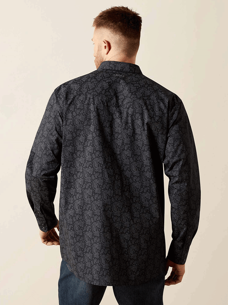 Ariat 10065962 Mens Finnigan Classic Fit Shirt Black back view. If you need any assistance with this item or the purchase of this item please call us at five six one seven four eight eight eight zero one Monday through Saturday 10:00a.m EST to 8:00 p.m EST