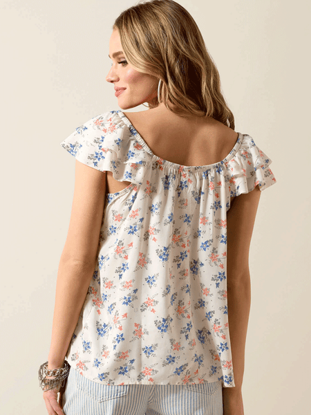 Ariat 10071134 Womens Lynn Top Floral Print White back view. If you need any assistance with this item or the purchase of this item please call us at five six one seven four eight eight eight zero one Monday through Saturday 10:00a.m EST to 8:00 p.m EST