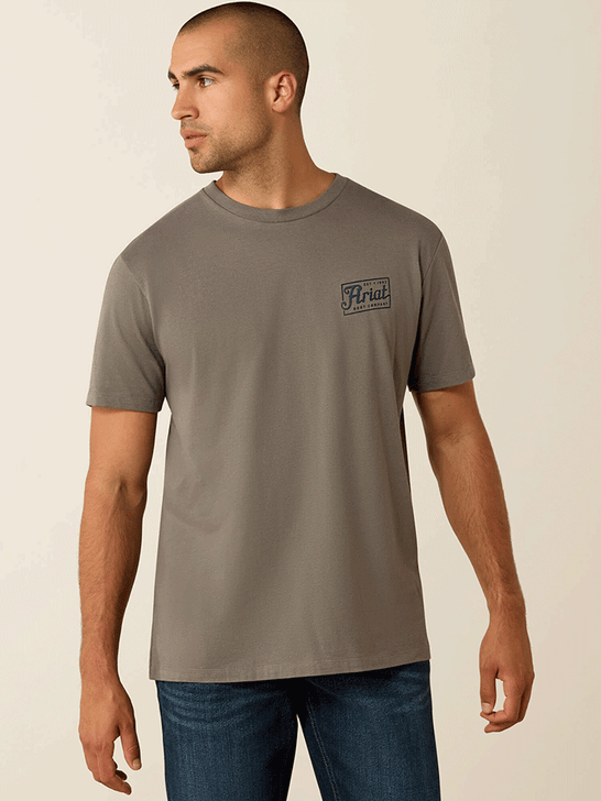 Ariat 10071193 Mens Patriot T-Shirt Smoke Pearl front view. If you need any assistance with this item or the purchase of this item please call us at five six one seven four eight eight eight zero one Monday through Saturday 10:00a.m EST to 8:00 p.m EST