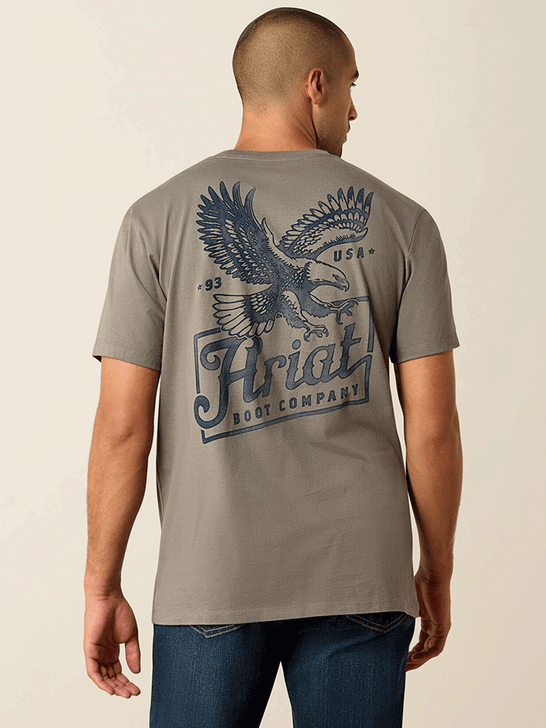 Ariat 10071193 Mens Patriot T-Shirt Smoke Pearl back view. If you need any assistance with this item or the purchase of this item please call us at five six one seven four eight eight eight zero one Monday through Saturday 10:00a.m EST to 8:00 p.m EST