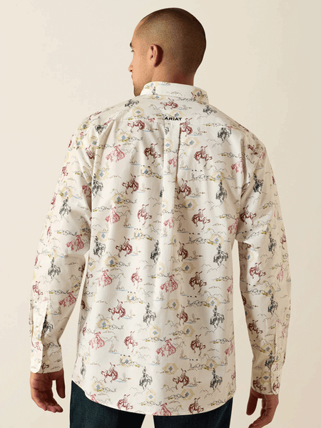 Ariat 10071606 Mens Taber Classic Fit Long Sleeve Shirt White back view. If you need any assistance with this item or the purchase of this item please call us at five six one seven four eight eight eight zero one Monday through Saturday 10:00a.m EST to 8:00 p.m EST