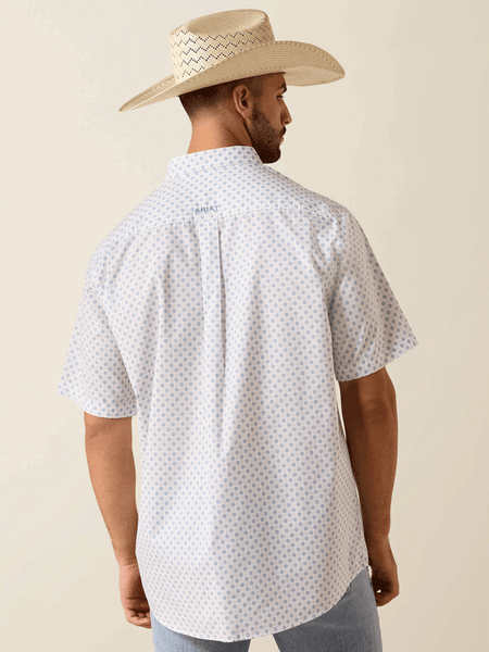 Ariat 10071733 Mens Tenzin Classic Fit Short Sleeve Shirt Medallion Print White back view. If you need any assistance with this item or the purchase of this item please call us at five six one seven four eight eight eight zero one Monday through Saturday 10:00a.m EST to 8:00 p.m EST