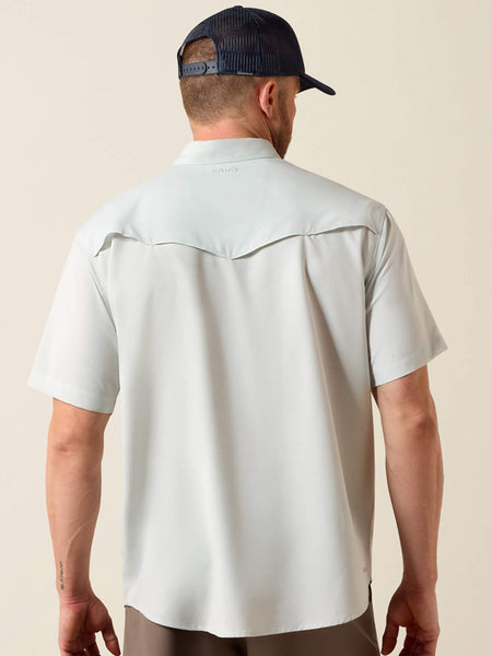 Ariat 10073498 Mens Western VentTEK Classic Fit Shirt Aqua Heather back view. If you need any assistance with this item or the purchase of this item please call us at five six one seven four eight eight eight zero one Monday through Saturday 10:00a.m EST to 8:00 p.m EST