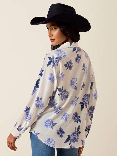 Ariat 10073503 Womens Homestyle Shirt Roses Are Blue back view. If you need any assistance with this item or the purchase of this item please call us at five six one seven four eight eight eight zero one Monday through Saturday 10:00a.m EST to 8:00 p.m EST