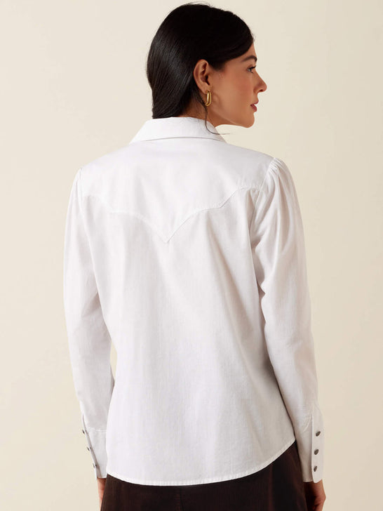 Ariat 10073667 Womens Lattice Long Sleeve Shirt White back view. If you need any assistance with this item or the purchase of this item please call us at five six one seven four eight eight eight zero one Monday through Saturday 10:00a.m EST to 8:00 p.m EST