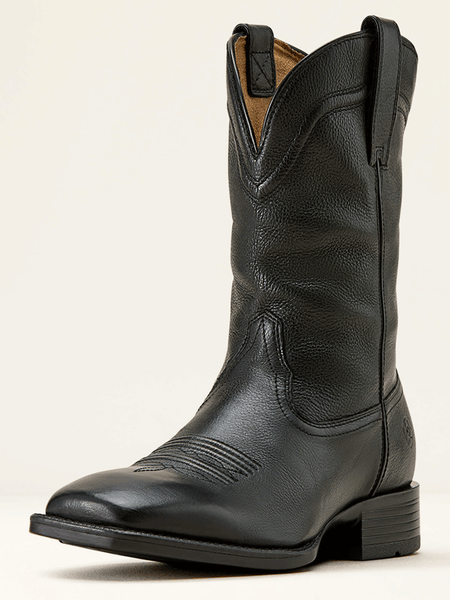 Ariat 10074245 Mens Alden Wide Square Toe Western Boot Eclipse Black front and side view. If you need any assistance with this item or the purchase of this item please call us at five six one seven four eight eight eight zero one Monday through Saturday 10:00a.m EST to 8:00 p.m EST