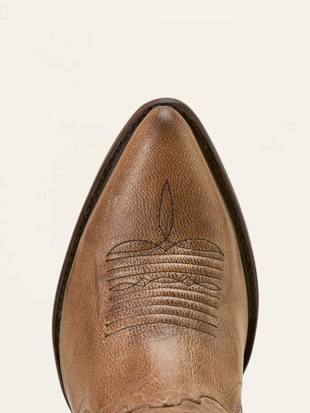 Ariat 10074386 Womens Julietta J Toe Western Boot Fawn toe view. If you need any assistance with this item or the purchase of this item please call us at five six one seven four eight eight eight zero one Monday through Saturday 10:00a.m EST to 8:00 p.m EST