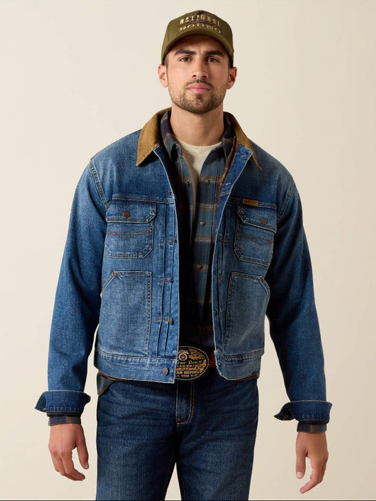 Ariat 10078964 Mens Flannel Lined Trucker Jacket Nate front view. If you need any assistance with this item or the purchase of this item please call us at five six one seven four eight eight eight zero one Monday through Saturday 10:00a.m EST to 8:00 p.m EST