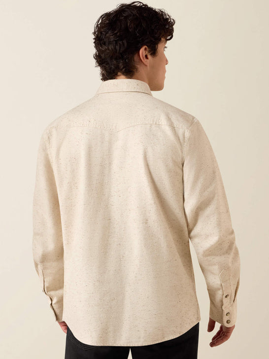 Ariat 10079301 Mens Retro Hercules Fitted Snap Shirt Beige back view. If you need any assistance with this item or the purchase of this item please call us at five six one seven four eight eight eight zero one Monday through Saturday 10:00a.m EST to 8:00 p.m EST