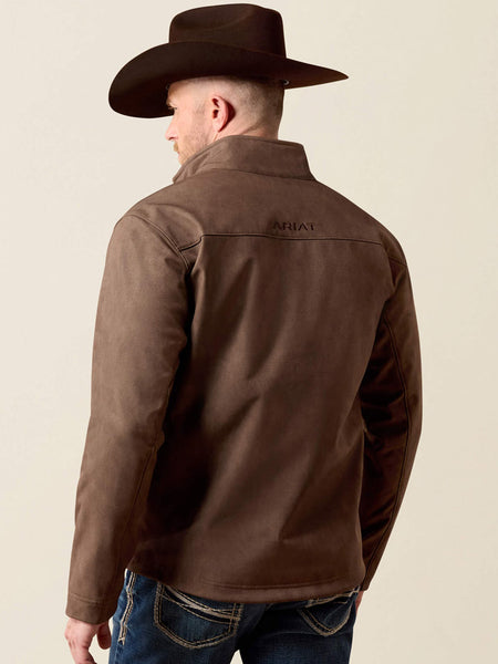 Ariat 10079404 Mens Vernon Softshell Jacket Brown back view. If you need any assistance with this item or the purchase of this item please call us at five six one seven four eight eight eight zero one Monday through Saturday 10:00a.m EST to 8:00 p.m EST