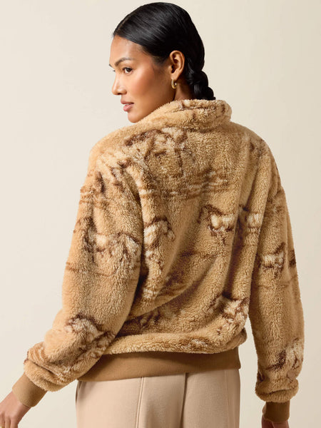 Ariat 10079409 Womens Wild Horse Print Berber Sweatshirt Natural back view. If you need any assistance with this item or the purchase of this item please call us at five six one seven four eight eight eight zero one Monday through Saturday 10:00a.m EST to 8:00 p.m EST