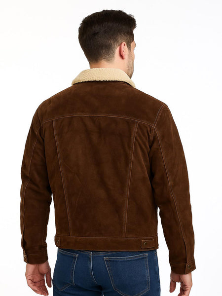 Scully 1015-86 Mens Boar Suede Western Jean Jacket Chocolate back view. If you need any assistance with this item or the purchase of this item please call us at five six one seven four eight eight eight zero one Monday through Saturday 10:00a.m EST to 8:00 p.m EST