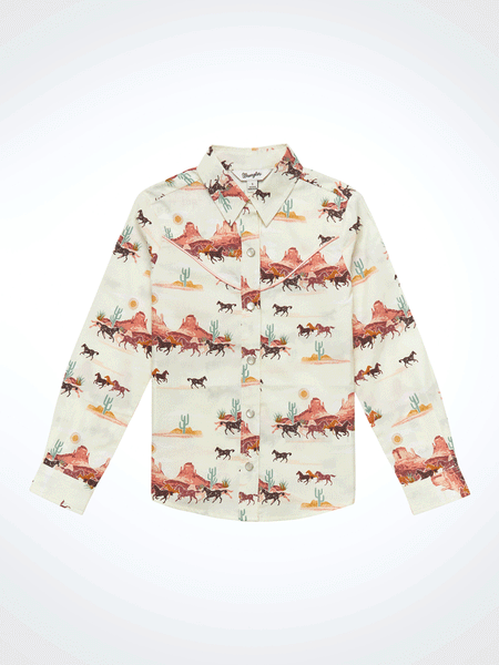 Wrangler 112353033 Girls Western Top Ivory front view. If you need any assistance with this item or the purchase of this item please call us at five six one seven four eight eight eight zero one Monday through Saturday 10:00a.m EST to 8:00 p.m EST