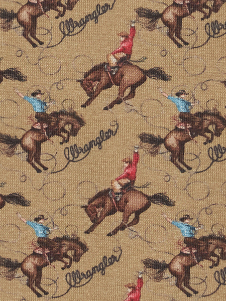 Wrangler 112355403 Infants Long Sleeve Western Bodysuit Tan fabric close up. If you need any assistance with this item or the purchase of this item please call us at five six one seven four eight eight eight zero one Monday through Saturday 10:00a.m EST to 8:00 p.m EST