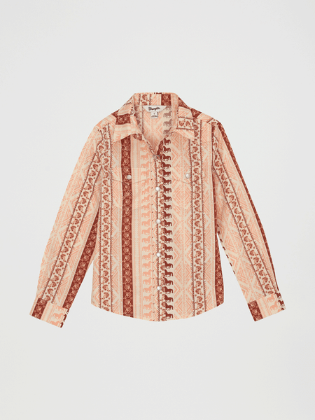 Wrangler 112359397 Girls Western Top Pink front view. If you need any assistance with this item or the purchase of this item please call us at five six one seven four eight eight eight zero one Monday through Saturday 10:00a.m EST to 8:00 p.m EST