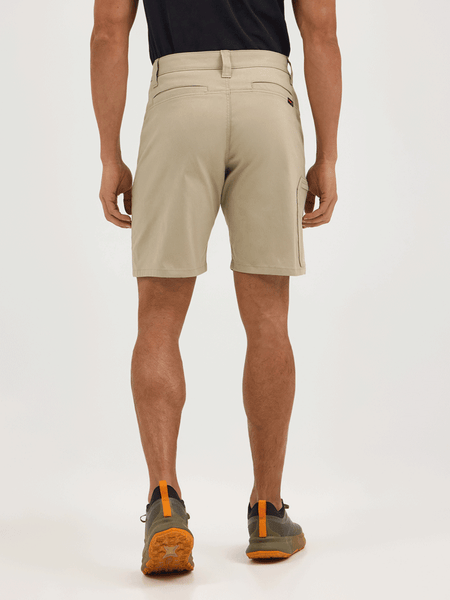 Wrangler 112361461 Mens ATG -X- Harbor Short Aluminum Tan back view. If you need any assistance with this item or the purchase of this item please call us at five six one seven four eight eight eight zero one Monday through Saturday 10:00a.m EST to 8:00 p.m EST