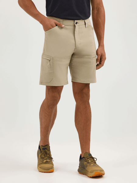 Wrangler 112361461 Mens ATG -X- Harbor Short Aluminum Tan front view. If you need any assistance with this item or the purchase of this item please call us at five six one seven four eight eight eight zero one Monday through Saturday 10:00a.m EST to 8:00 p.m EST