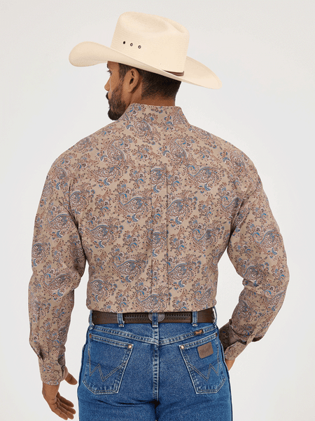 Wrangler 112365403 Mens George Strait Collection Long Sleeve Shirt Brown back view. If you need any assistance with this item or the purchase of this item please call us at five six one seven four eight eight eight zero one Monday through Saturday 10:00a.m EST to 8:00 p.m EST