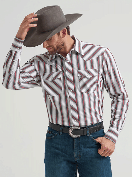 Wrangler 112369494 Mens 20X Competition Western Shirt Brushpopper Red front view. If you need any assistance with this item or the purchase of this item please call us at five six one seven four eight eight eight zero one Monday through Saturday 10:00a.m EST to 8:00 p.m EST