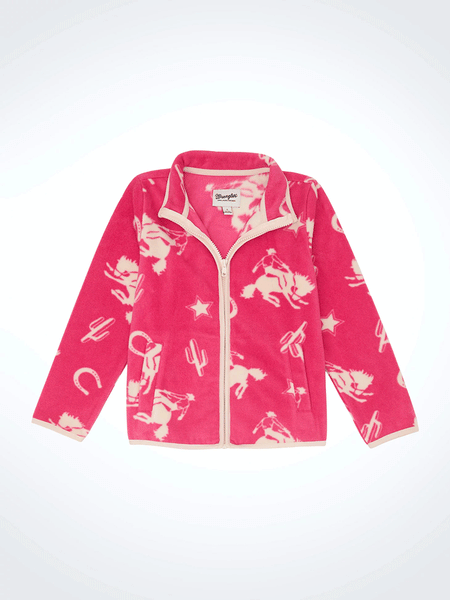 Wrangler 112355922 Girls Icons Fleece Full Zip Jacket Pink front. If you need any assistance with this item or the purchase of this item please call us at five six one seven four eight eight eight zero one Monday through Saturday 10:00a.m EST to 8:00 p.m EST