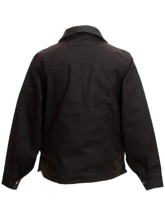 Wyoming Traders OSCCJ-DB Mens Concealed Carry Oil Skin Jacket Dark Brown back view. If you need any assistance with this item or the purchase of this item please call us at five six one seven four eight eight eight zero one Monday through Saturday 10:00a.m EST to 8:00 p.m EST