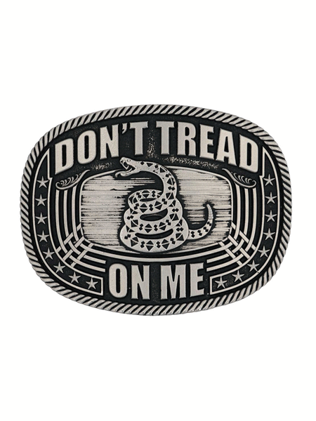 Montana Silversmiths A903 Don't Tread On Me Roped Attitude Buckle Silver ALTERNATE FRONT VIEW. If you need any assistance with this item or the purchase of this item please call us at five six one seven four eight eight eight zero one Monday through Saturday 10:00a.m EST to 8:00 p.m EST