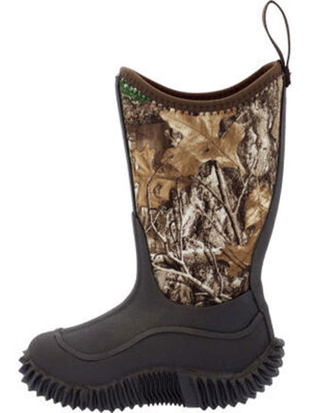 Muck KBH-RTE Kids HALE Outdoors Multi Season Boot Brown Real Tree outer side view. If you need any assistance with this item or the purchase of this item please call us at five six one seven four eight eight eight zero one Monday through Saturday 10:00a.m EST to 8:00 p.m EST
