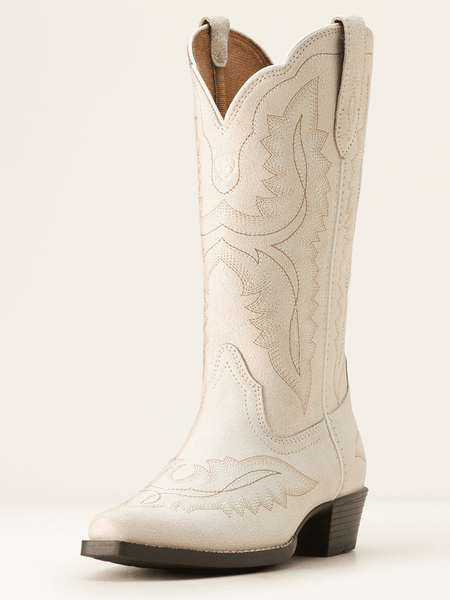 Ariat 10053781 Youth Casanova Western Boot Distressed Ivory front and side view. If you need any assistance with this item or the purchase of this item please call us at five six one seven four eight eight eight zero one Monday through Saturday 10:00a.m EST to 8:00 p.m EST