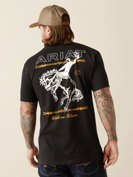 Ariat 10053994 Mens Western Wear T-Shirt Black back view. If you need any assistance with this item or the purchase of this item please call us at five six one seven four eight eight eight zero one Monday through Saturday 10:00a.m EST to 8:00 p.m EST