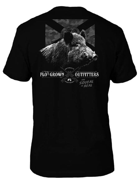 FloGrown FGM-1653 Mens Squeal Is Real Tee Black back view. If you need any assistance with this item or the purchase of this item please call us at five six one seven four eight eight eight zero one Monday through Saturday 10:00a.m EST to 8:00 p.m EST