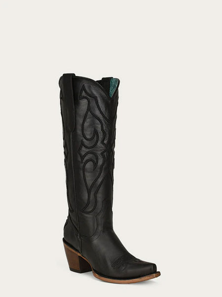 Corral Z5075 Ladies Embroiderry Western Boot Black side / front view. If you need any assistance with this item or the purchase of this item please call us at five six one seven four eight eight eight zero one Monday through Saturday 10:00a.m EST to 8:00 p.m EST