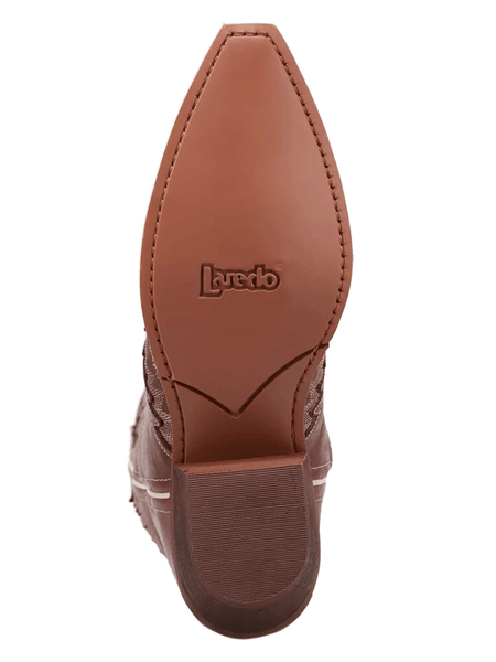 Laredo 20058 Womens COYOTE CREEK Leather Boot Red sole view. If you need any assistance with this item or the purchase of this item please call us at five six one seven four eight eight eight zero one Monday through Saturday 10:00a.m EST to 8:00 p.m EST