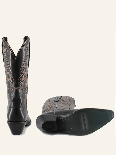 Buck & Brana ISABELLA Ladies Western Boots Black back and sole view. If you need any assistance with this item or the purchase of this item please call us at five six one seven four eight eight eight zero one Monday through Saturday 10:00a.m EST to 8:00 p.m EST