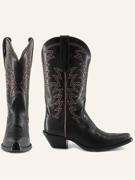 Buck & Brana ISABELLA Ladies Western Boots Black front and side view. If you need any assistance with this item or the purchase of this item please call us at five six one seven four eight eight eight zero one Monday through Saturday 10:00a.m EST to 8:00 p.m EST